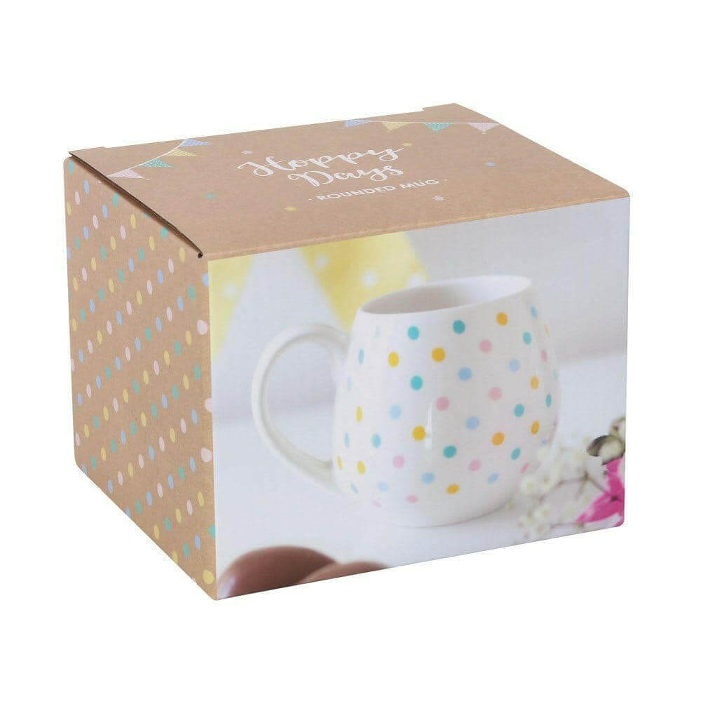 Spotted Round Mug Multi Pastel Coloured Polka Dot Pattern by Jones Home & Gifts