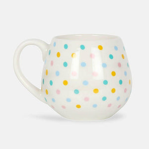 The Fashion Gift Shop: Spotted Round Mug Multi Pastel Coloured Polka Dot Pattern by Jones Home & Gifts, Mugs and Cups