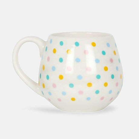 The Fashion Gift Shop: Spotted Round Mug Multi Pastel Coloured Polka Dot Pattern by Jones Home & Gifts, Mugs and Cups