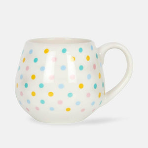 The Fashion Gift Shop: Spotted Round Mug Multi Pastel Coloured Polka Dot Pattern by Jones Home & Gifts, Mugs and Cups
