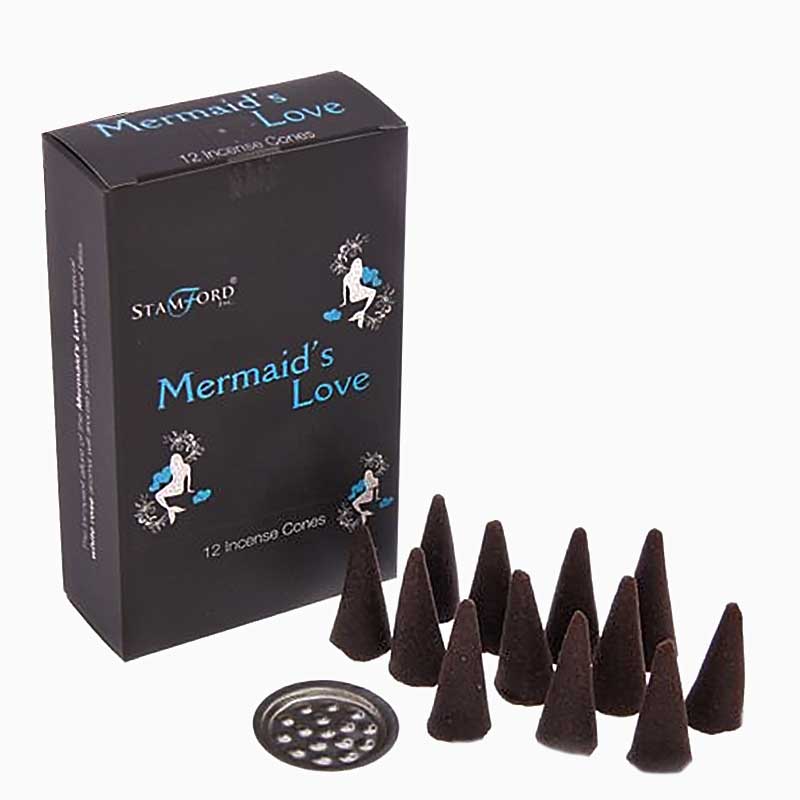 Stamford Black Incense Cones - Mermaid Love - White Rose - Box of 12 - Incense Cones by Stamford