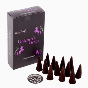 Stamford Black Incense Cones - Unicorns Grace - Aloe Vera - Box of 12 - Incense Cones by Stamford
