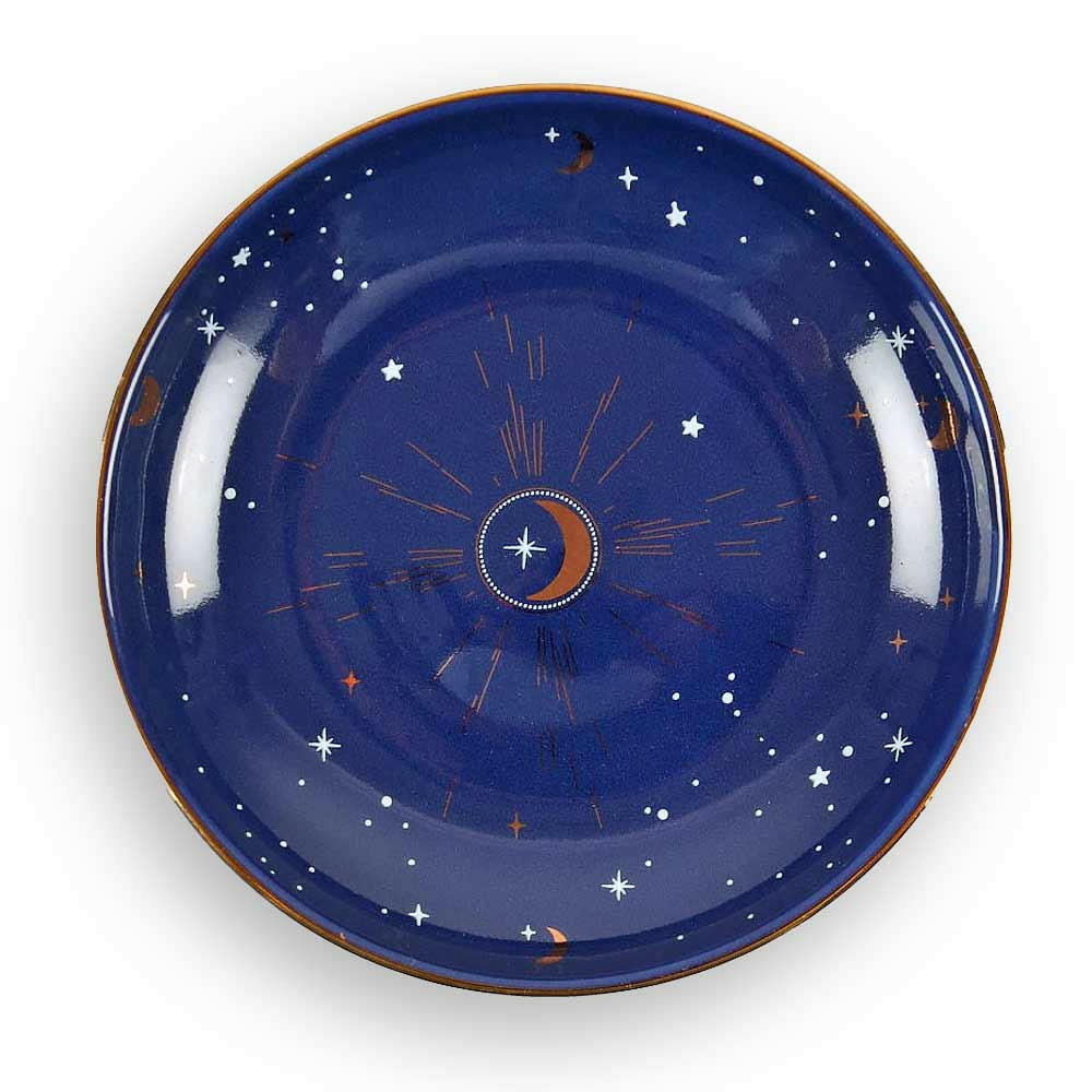 The Fashion Gift Shop: Stars and Moon Ceramic Blue Crescent Trinket Dish by Spirit of equinox, Jewellery Dish