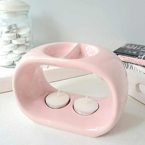 Stylish Duo Wax Melt Melter, Oil Burner in Light Pink - Oil Burner & Wax Melters by escential Living