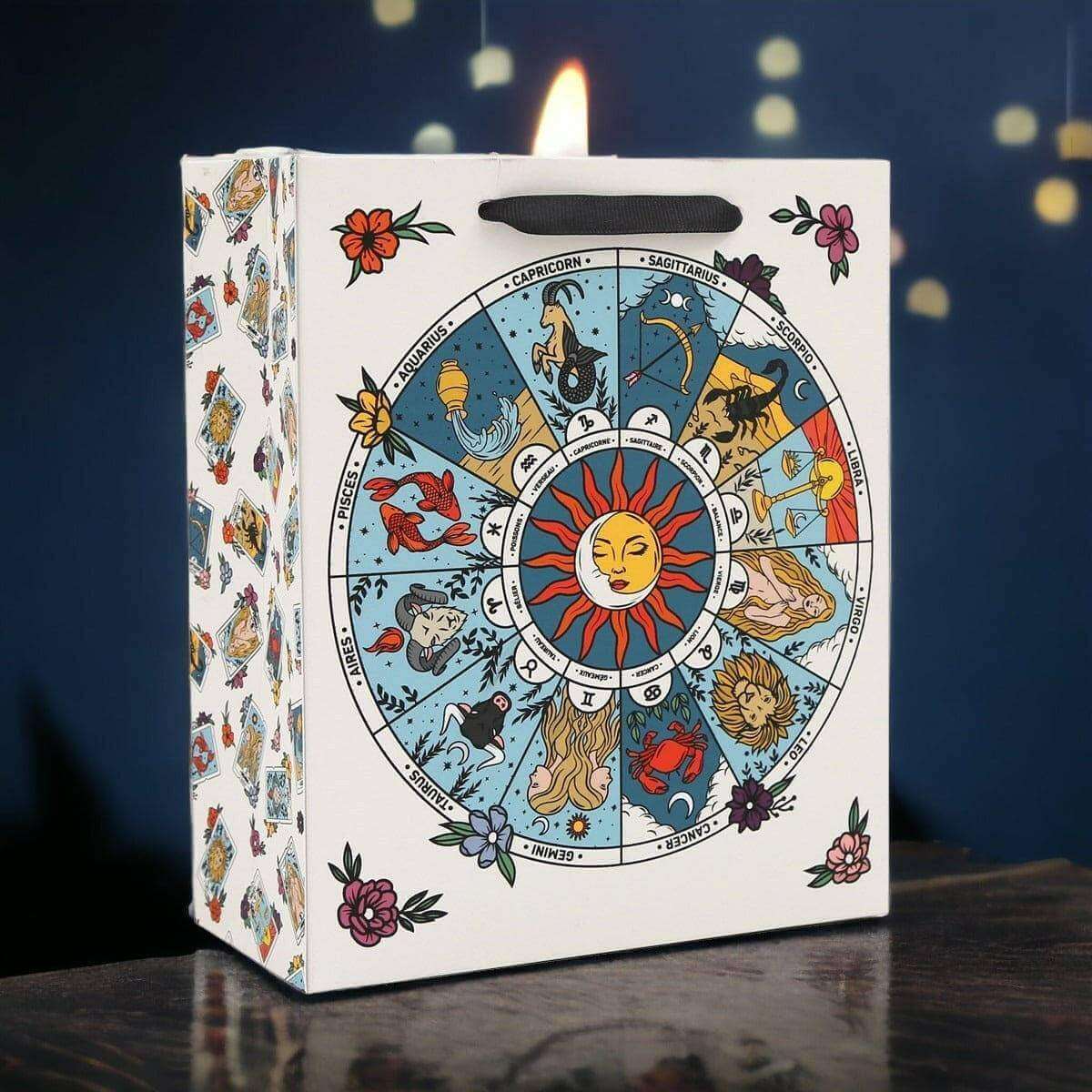 Sun and Moon Zodiac Designs Gift Bag with Astrological Signs by Sil