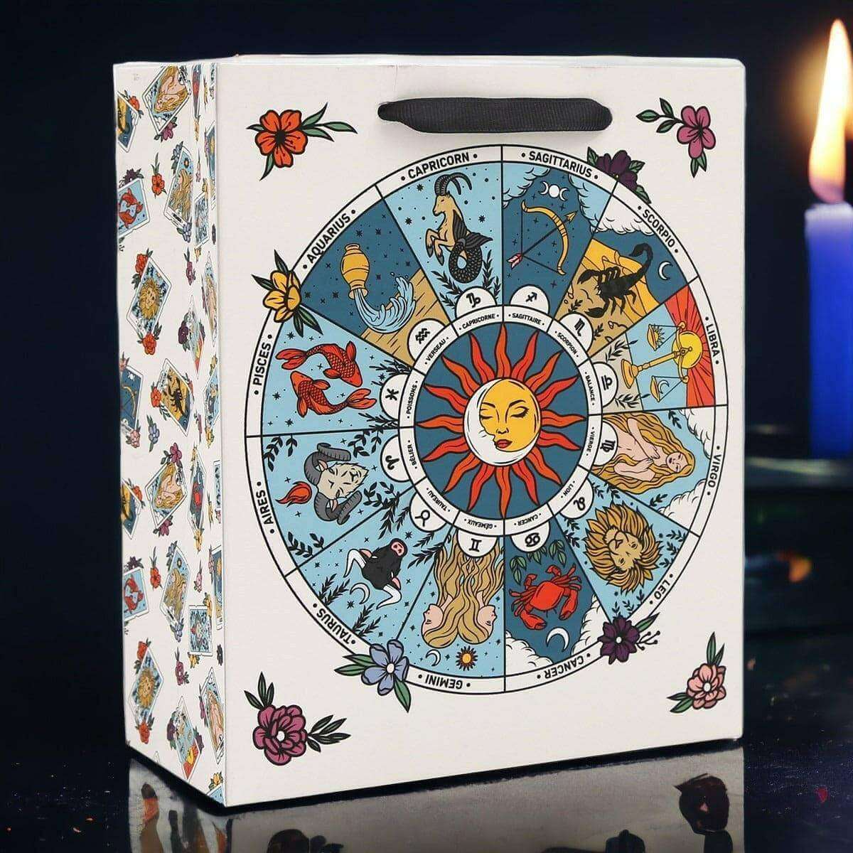 Sun and Moon Zodiac Designs Gift Bag with Astrological Signs by Sil