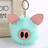 Super Soft Fluffy Pig Pom Pom Keyring Handbag Charm - Green