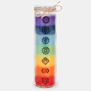 Tall Chakra Jar Candle, Rainbow Colours, Yoga Riki Physical Well-Being - Candles by Temerity Jones London