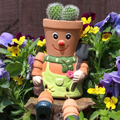 Terracotta Flower Pot Man Planter - Perche or Hang Garden Ornament - Gardening Accessories by Jones Home & Gifts