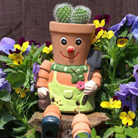 The Fashion Gift Shop: Terracotta Flower Pot Man Planter - Perche or Hang Garden Ornament by Jones Home & Gifts, Gardening Accessories