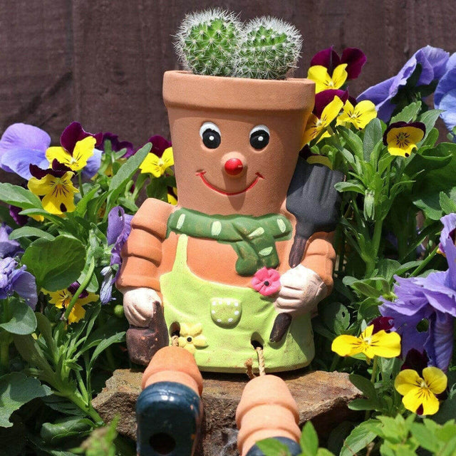 The Fashion Gift Shop: Terracotta Flower Pot Man Planter - Perche or Hang Garden Ornament by Jones Home & Gifts, Gardening Accessories