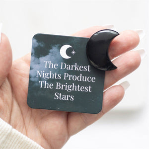 The Darkest Nights Black Obsidian Crescent Moon in a Bag - Lucky Crystals by Spirit of equinox