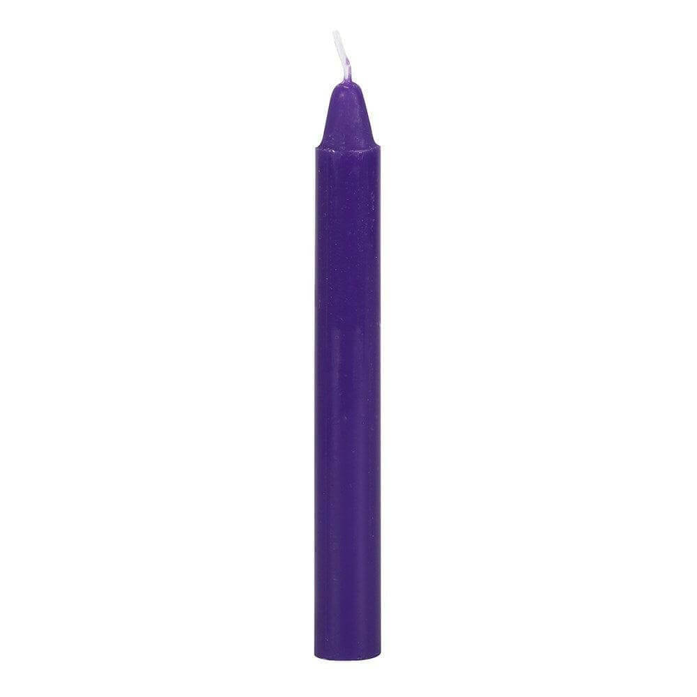 Purple pillar candle with white wick
