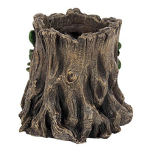 Textured bark-style decorative plant pot with carved edge and hollow center