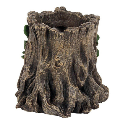 Textured bark-style decorative plant pot with carved edge and hollow center