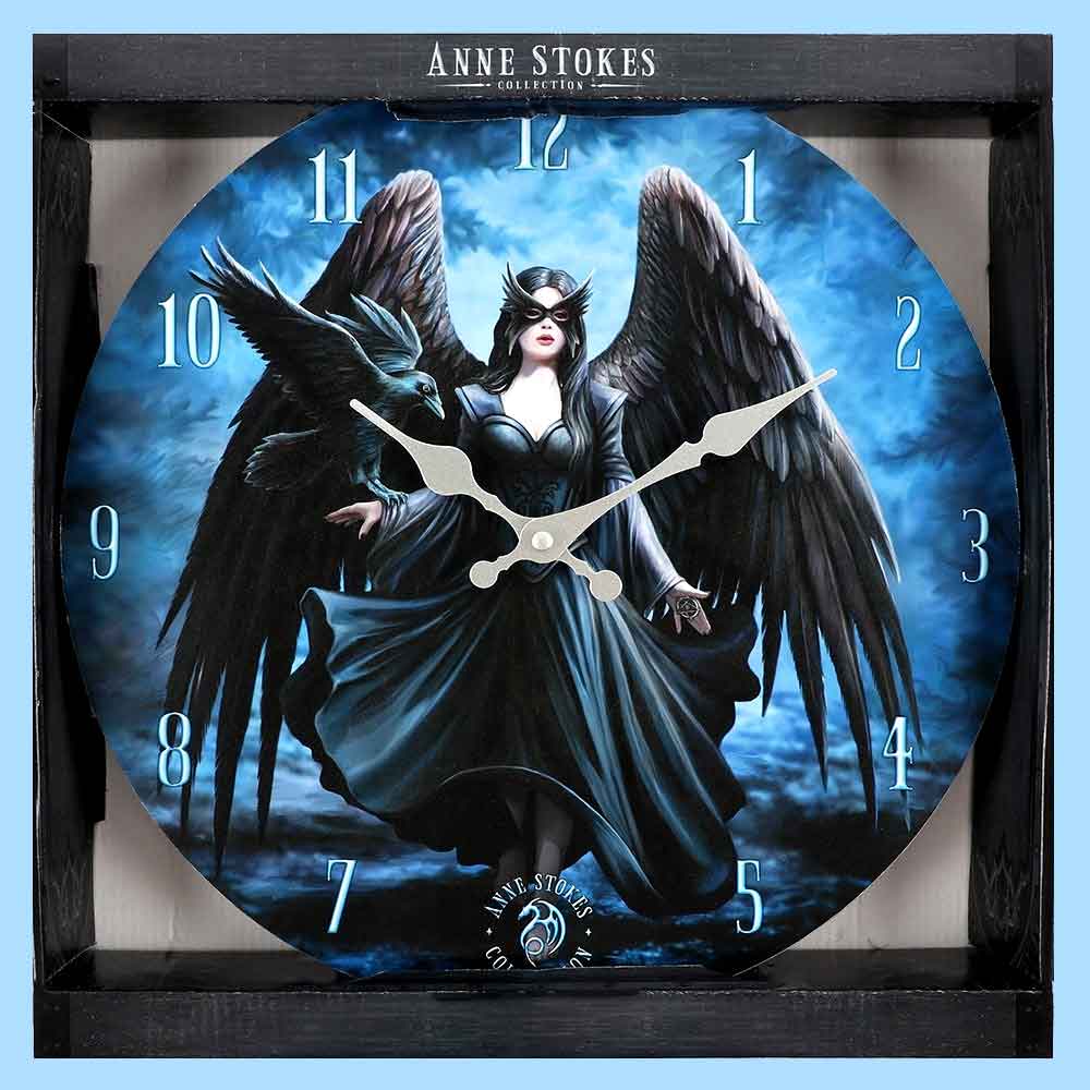 The Raven Wall Clock Design By Fantasy Artist Anne Stoke - Wall Clocks by Anne Stokes