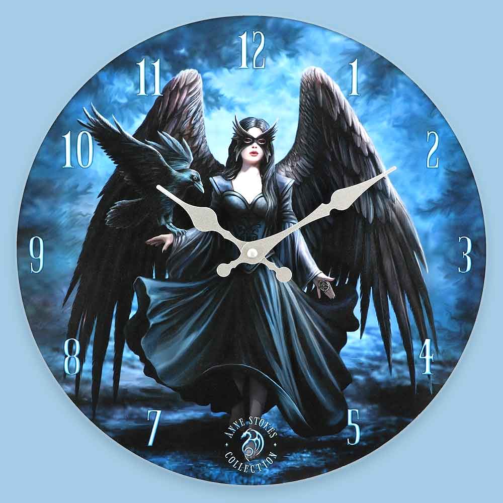 The Raven Wall Clock Design By Fantasy Artist Anne Stoke - Wall Clocks by Anne Stokes