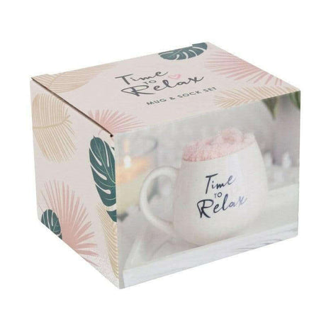 The Fashion Gift Shop: Time to Relax Round Mug and Sock Gift Set by Jones Home & Gifts, Mugs and Cups