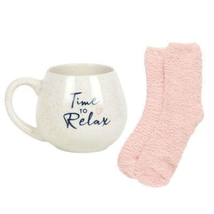 The Fashion Gift Shop: Time to Relax Round Mug and Sock Gift Set by Jones Home & Gifts, Mugs and Cups