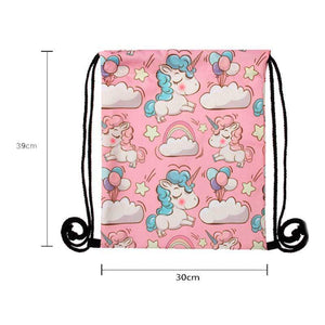 Unicorn Drawstring Bag Backpack Pink School Bag Yoga Bag - Drawstring Bags by Fashion Accessories