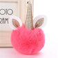 Unicorn Fluffy Pom Pom Childrens Cute Magical Soft Unicorn Keyring Bag Charm - Bag Charms & Keyrings by Fashion Accessories