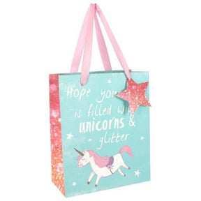 The Fashion Gift Shop: Unicorn Gift Bag with Pink Ribbon & Gift Tag 23cm by Sil, Gift Bag