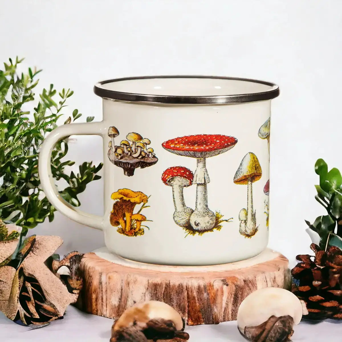 Vintage Mushroom Enamel Mug by Sass and Belle