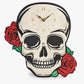 Decorative Skull Head and Red Rose Wall Clock - Wall Clock by Spirit of equinox