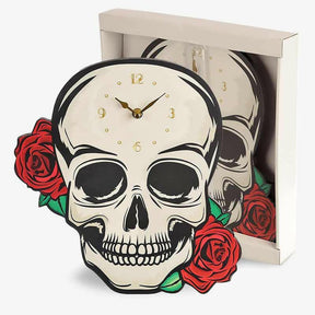 The Fashion Gift Shop: Decorative Skull Head and Red Rose Wall Clock Design by Spirit of equinox, Childs Wall Clocks