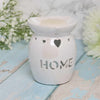 Home Wax Warmer - Oil Burner with Heart Cut Out - White