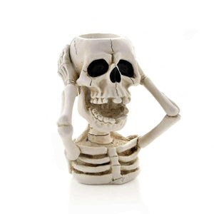The Fashion Gift Shop: White Skeleton Tealight Holder Spooky Halloween Decor by Seasonal gift co, Tea Light Holder