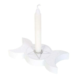 White Spell Candle Holders 3 Designs Star Moons Mystical - The Fashion Gift Shop Candle Holders