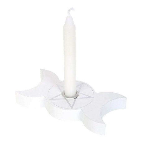 White Spell Candle Holders 3 Designs Star Moons Mystical - The Fashion Gift Shop Candle Holders