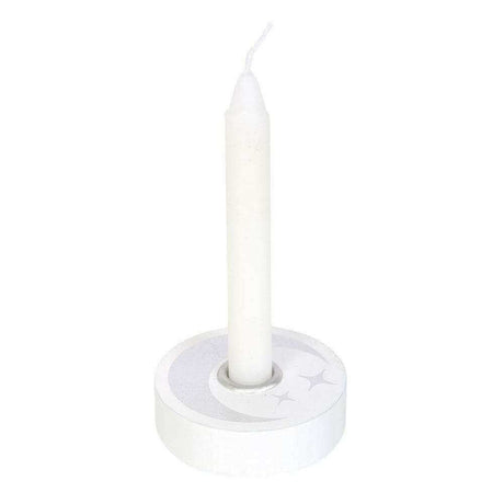 The Fashion Gift Shop: White Spell Candle Holders 3 Designs Star Moons Mystical by Spirit of equinox, Candle Holders