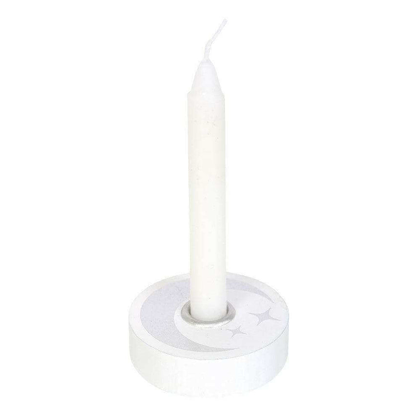 The Fashion Gift Shop: White Spell Candle Holders 3 Designs Star Moons Mystical by Spirit of equinox, Candle Holders