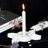 White Spell Candle Holders 3 Designs, Star, Moons and Mystical - White Triple Moon