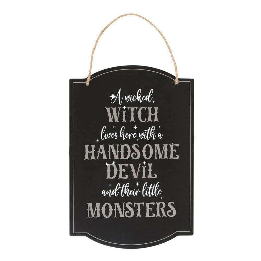The Fashion Gift Shop: Wicked Witch Family Hanging Sign for Halloween Decor by Spirit of equinox, Halloween Sign