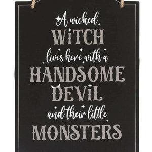 The Fashion Gift Shop: Wicked Witch Family Hanging Sign for Halloween Decor by Spirit of equinox, Halloween Sign