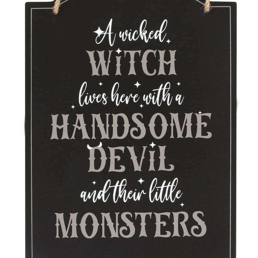 The Fashion Gift Shop: Wicked Witch Family Hanging Sign for Halloween Decor by Spirit of equinox, Halloween Sign