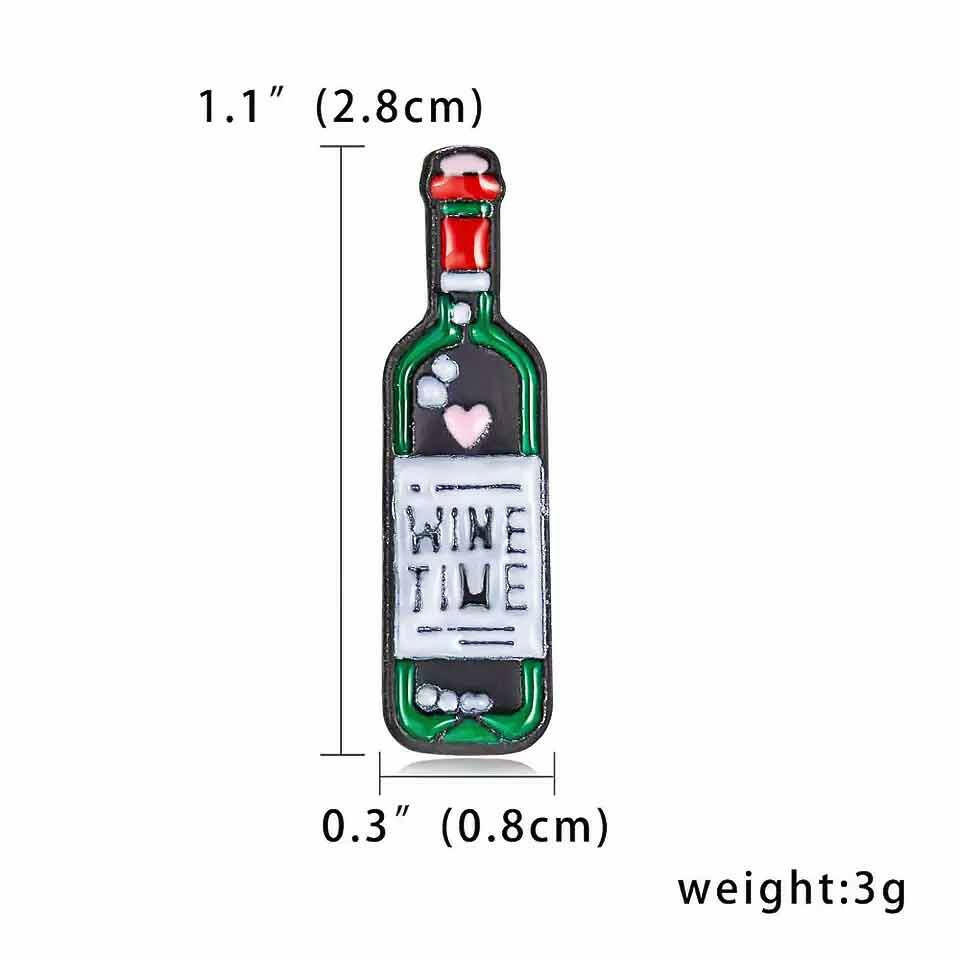Wine Time Pin Badges Bottle Wine Glass Set - The Fashion Gift Shop by Fashion Accessories
