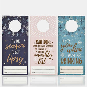 The Fashion Gift Shop: Winter Magic Set of 3 Wine, Gin, Whisky Bottle Gift Tags by Jones Home & Gifts, Gift Tags & Labels