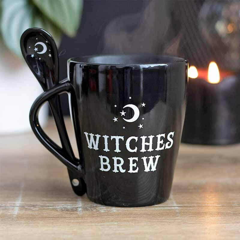 The Fashion Gift Shop: Witches Brew Morning Potion Hocus Pocus Mugs with Spoons by Spirit of equinox, Mugs and Cups