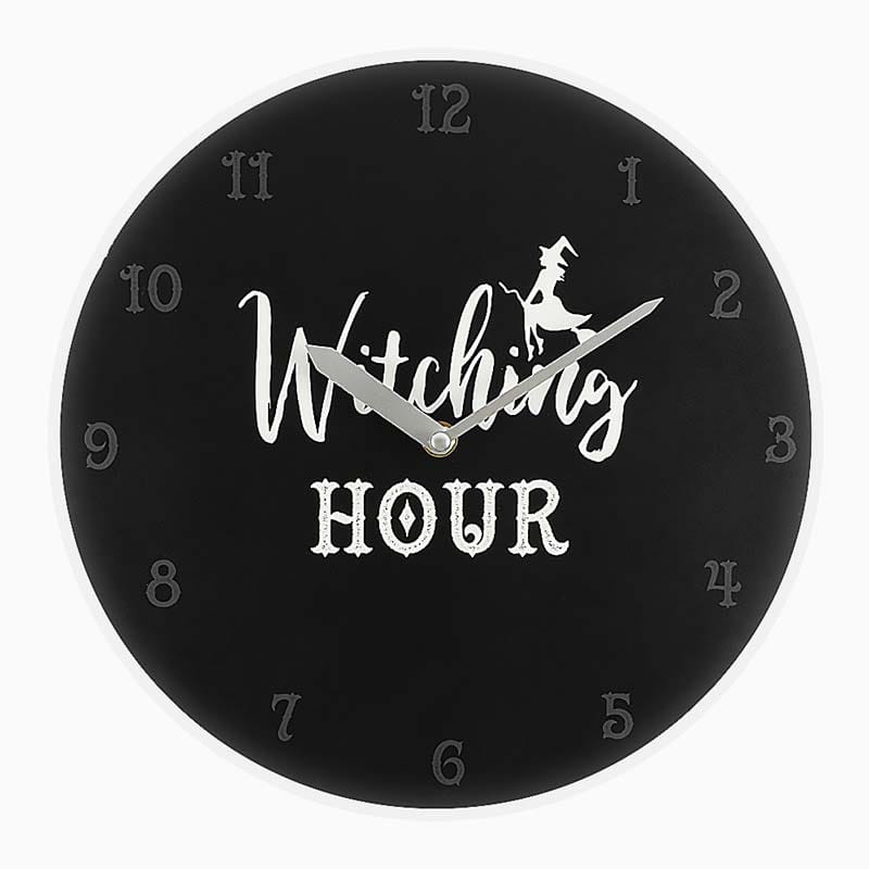 Witching Hour Black MDF Wall Clock 28cm - Distressed Style - Wall Clocks by Spirit of equinox