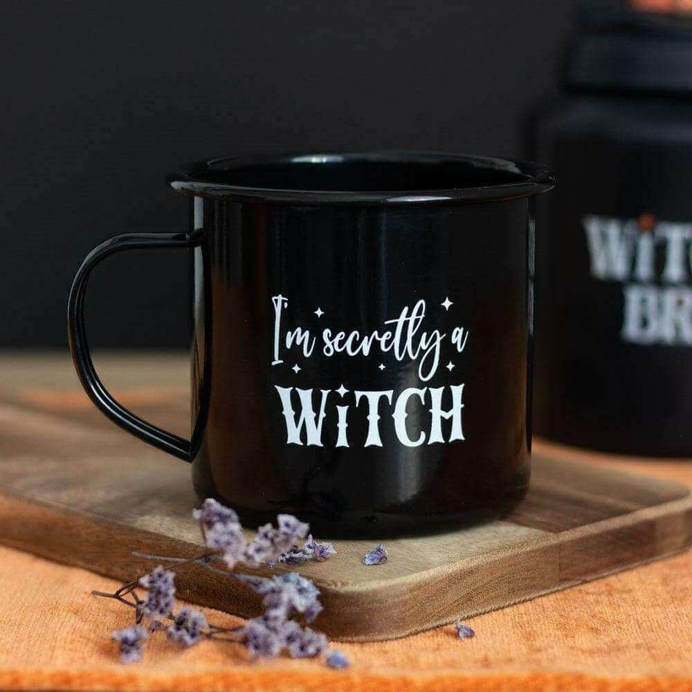 Witchy Enamel Mugs Halloween Autumn Hot Chocolate Mug Set by Spirit of equinox