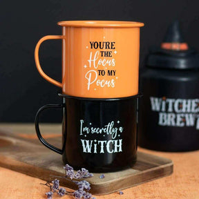 Witchy Enamel Mugs Halloween Autumn Hot Chocolate Mug Set by Spirit of equinox