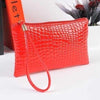 Women's Textured Glossy Cosmetic Clutch Bags - Red