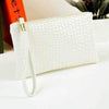 Women's Textured Glossy Cosmetic Clutch Bags - Cream