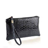 Women's Textured Glossy Cosmetic Clutch Bags - Black