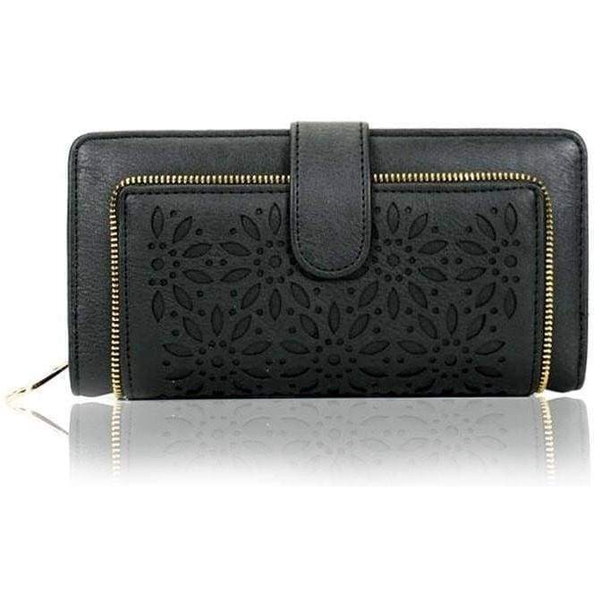 Womens Laser Cut Floral Wallet Bi-Fold Ladies Purse Quality Gift - Purses and Wallets by Fashion Accessories