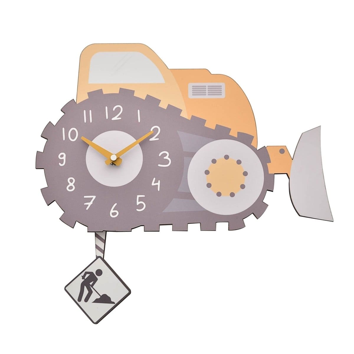 Wooden Digger Child Bedroom Wall Clock with Pendulum - Wall Clock by Home Time